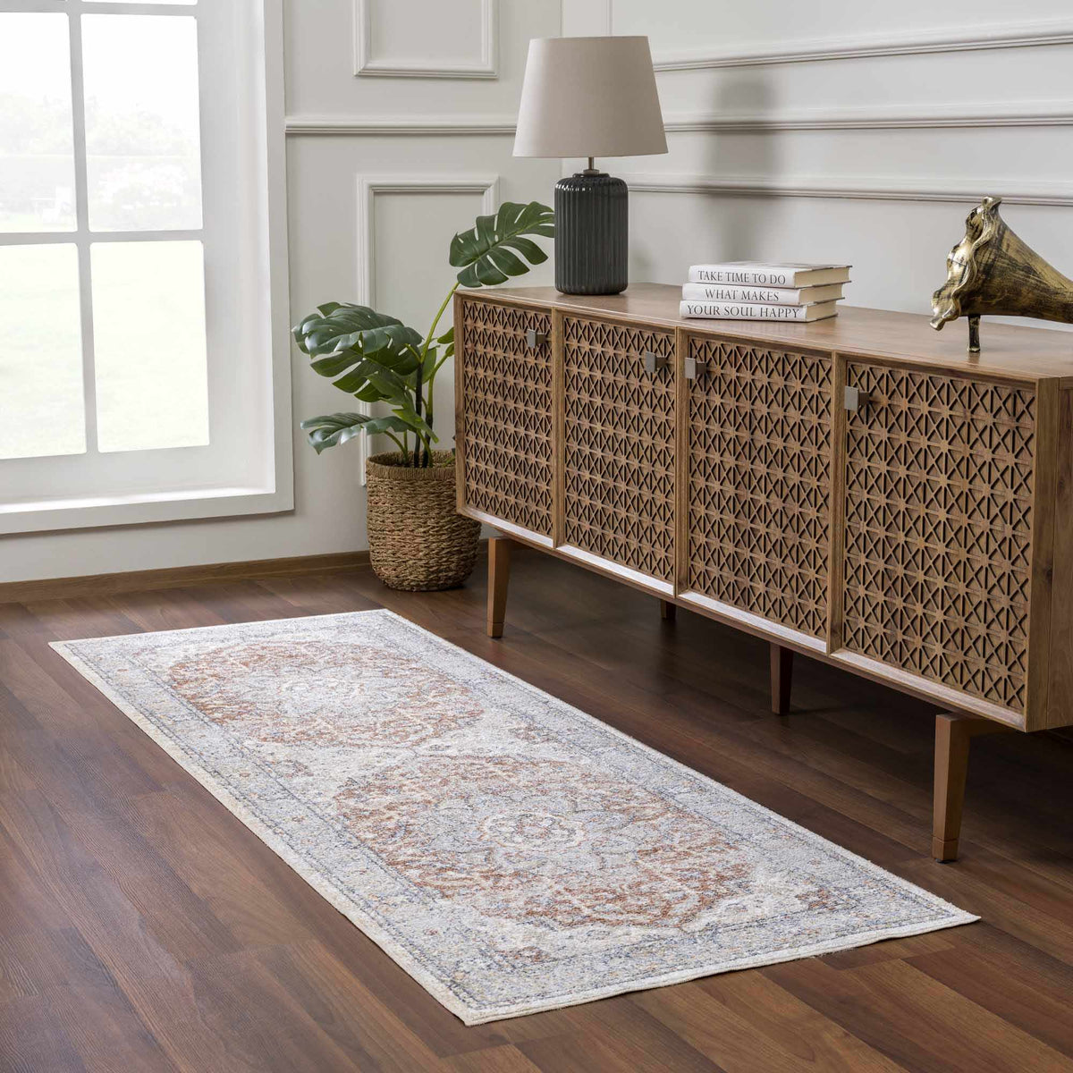 Emke Flat Pile Washable Rug