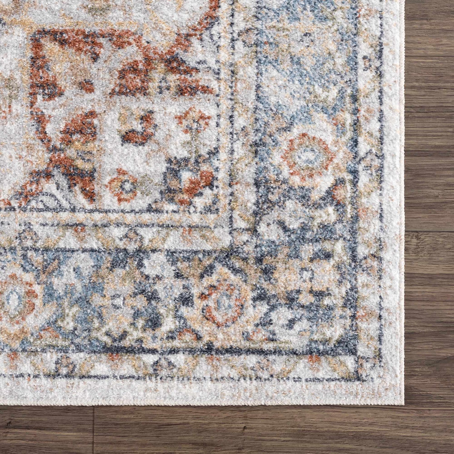 Akram Gray &amp; Orange Washable Area Rug - Clearance