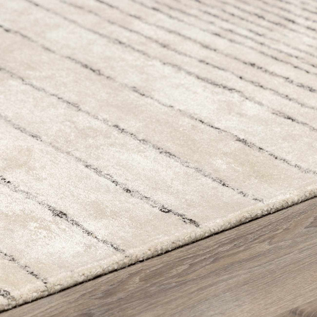 Ellisburg Striped Cream Faux Silk Rug - Clearance