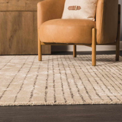 Ellisburg Striped Cream Faux Silk Rug - Clearance