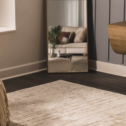 Ellisburg Striped Cream Faux Silk Rug - Clearance