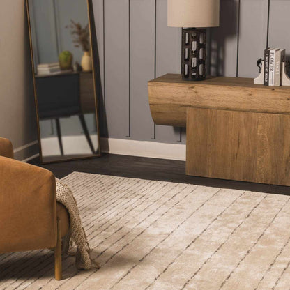 Ellisburg Striped Cream Faux Silk Rug - Clearance