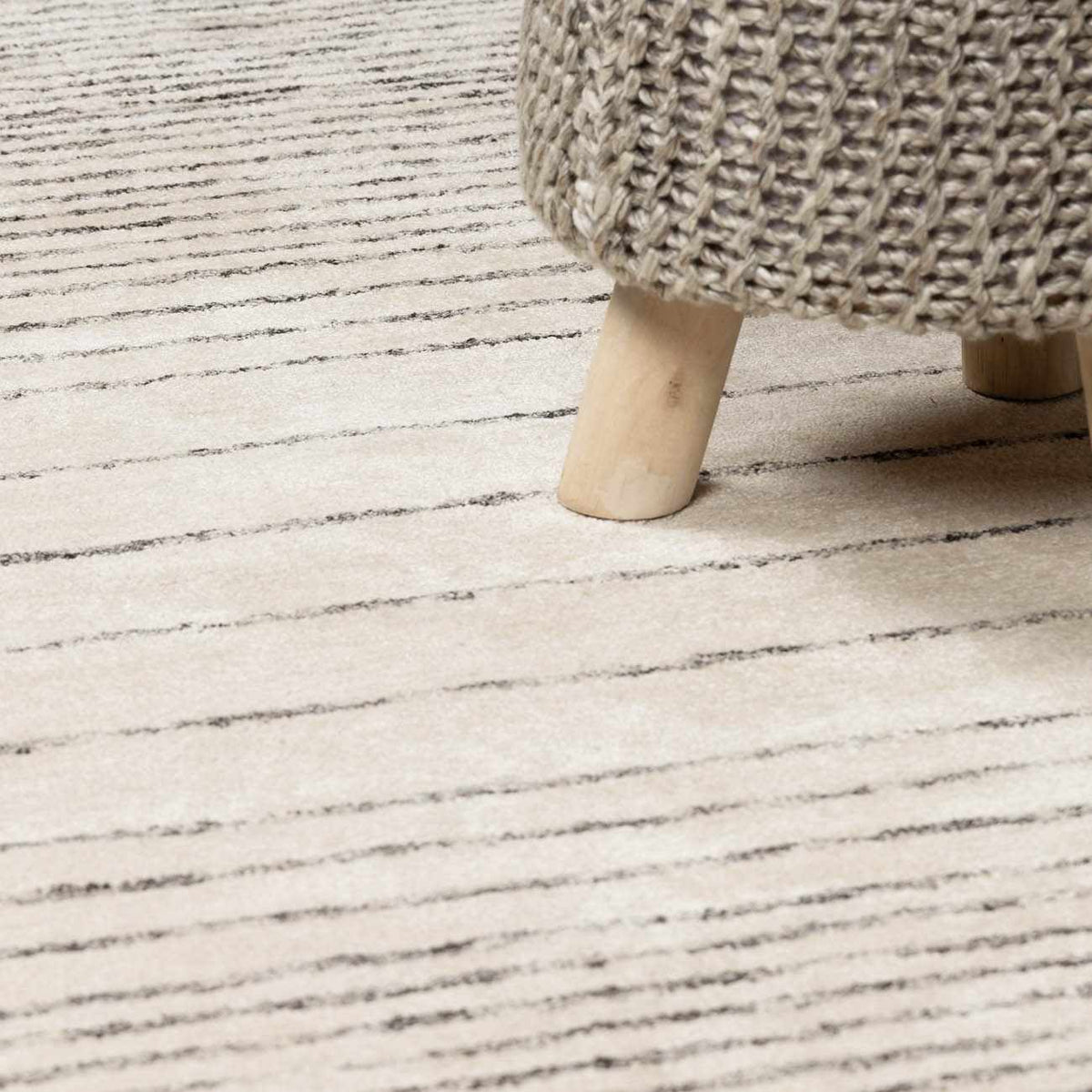 Ellisburg Striped Cream Faux Silk Rug - Clearance