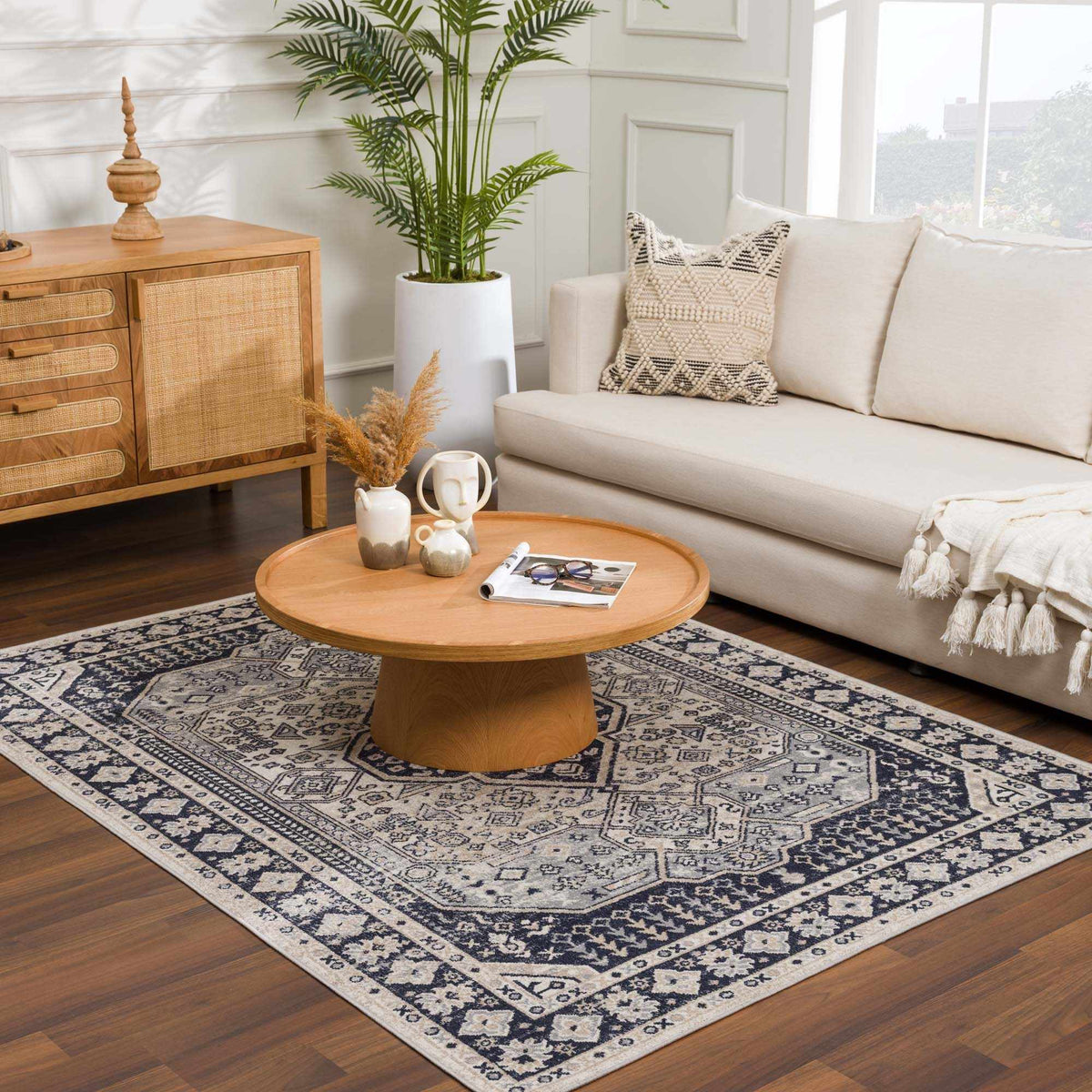 Cabacungan Cream &amp; Gray Washable Area Rug