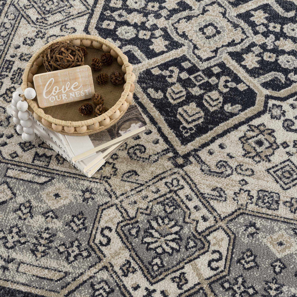 Cabacungan Cream &amp; Gray Washable Area Rug