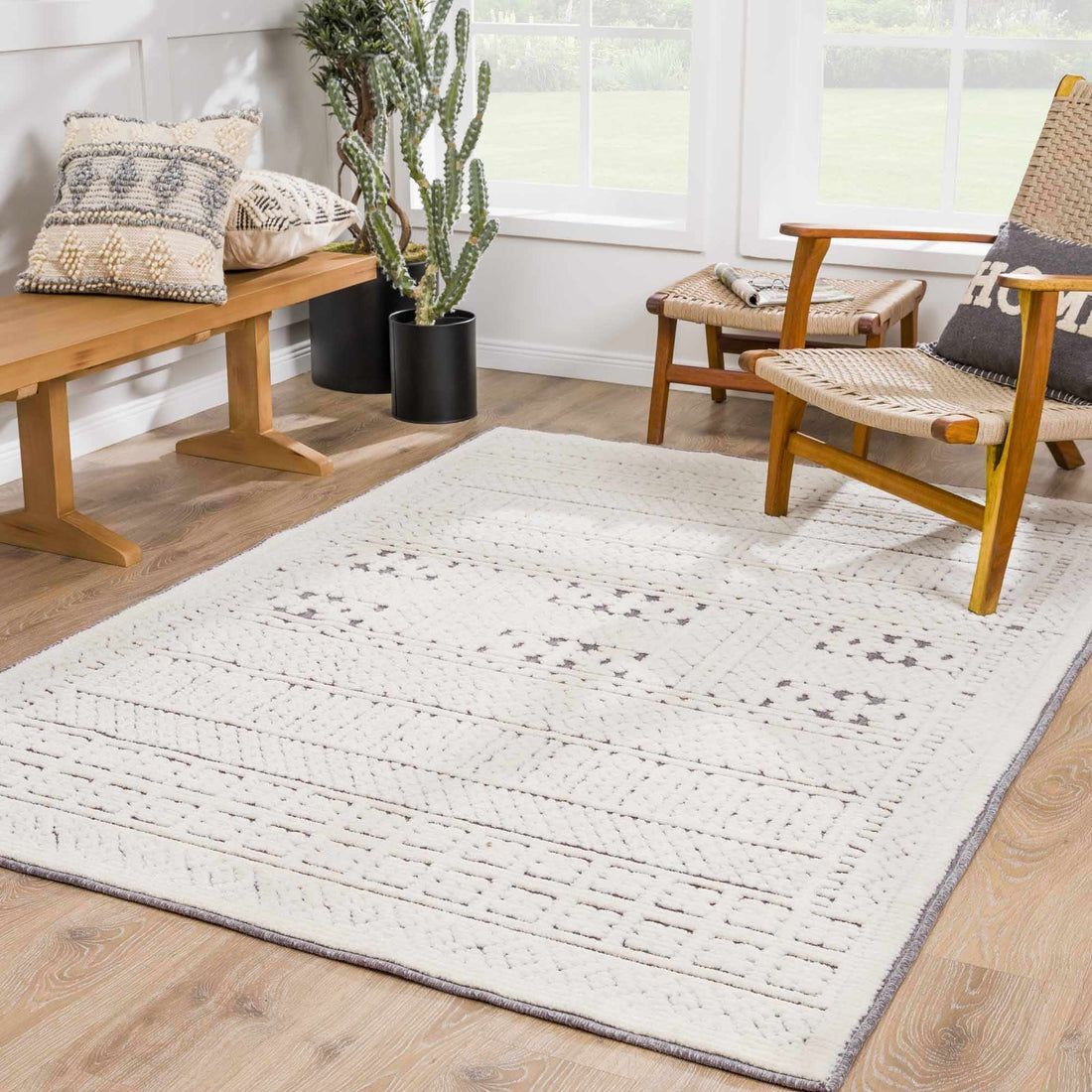 Bahar Cream &amp; Gray Washable Area Rug - Limited Edition