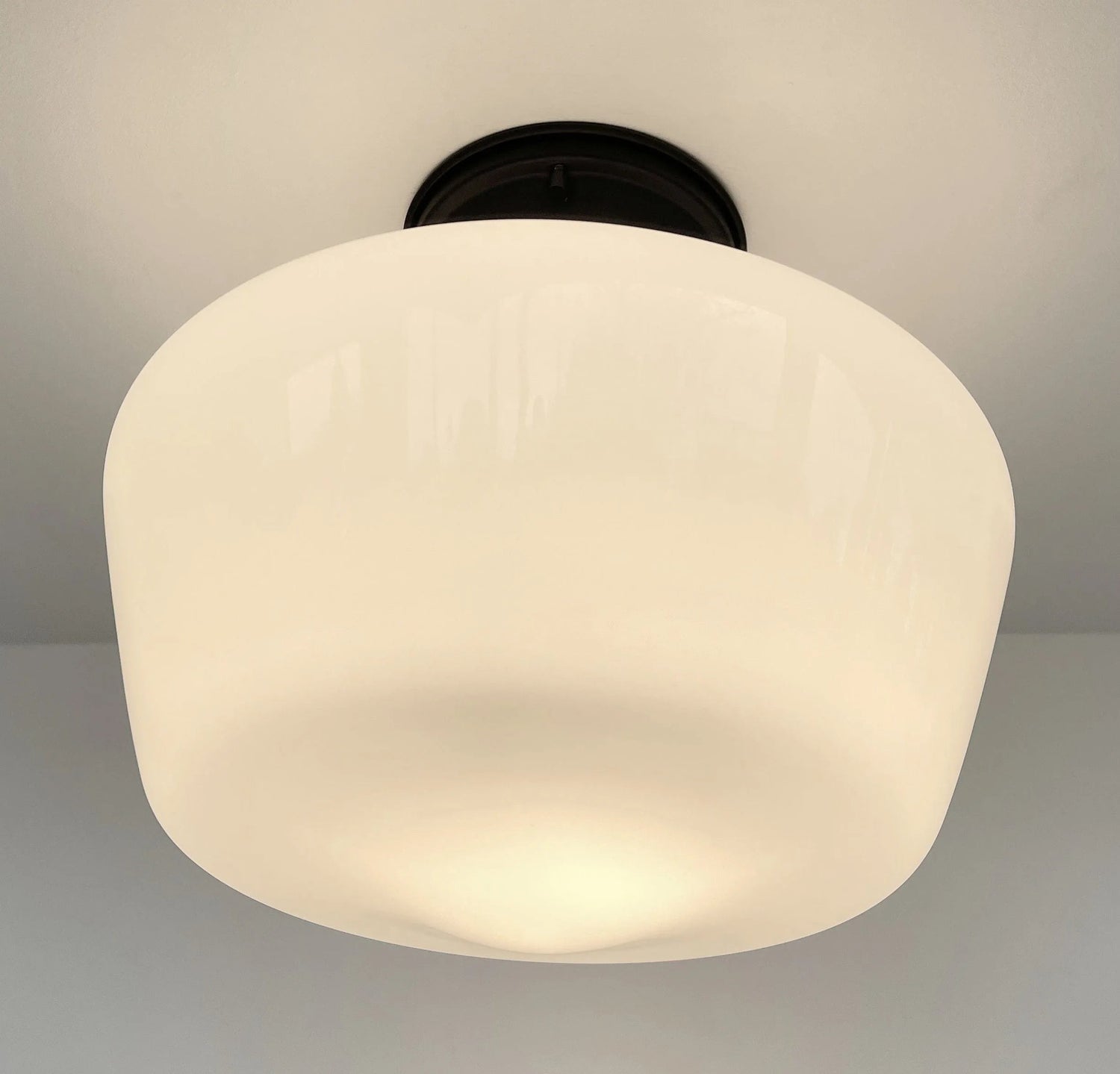 Large Milk Glass Schoolhouse Ceiling Light | 12"