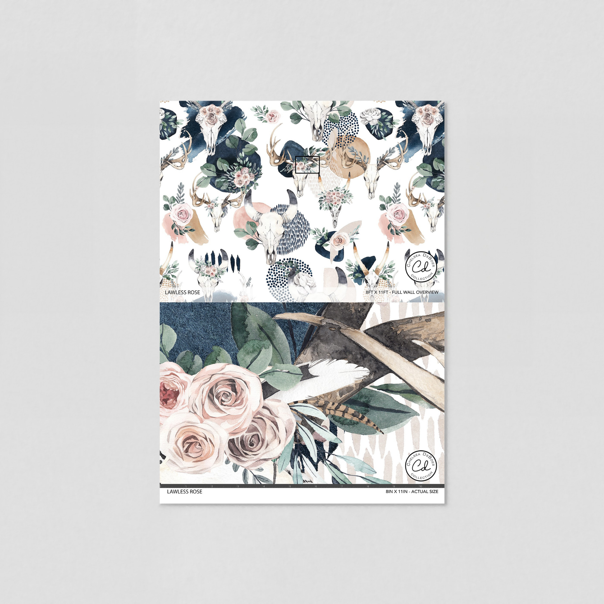 Lawless Rose Wallpaper - 10 FT H X 15.8 FT W LUXE