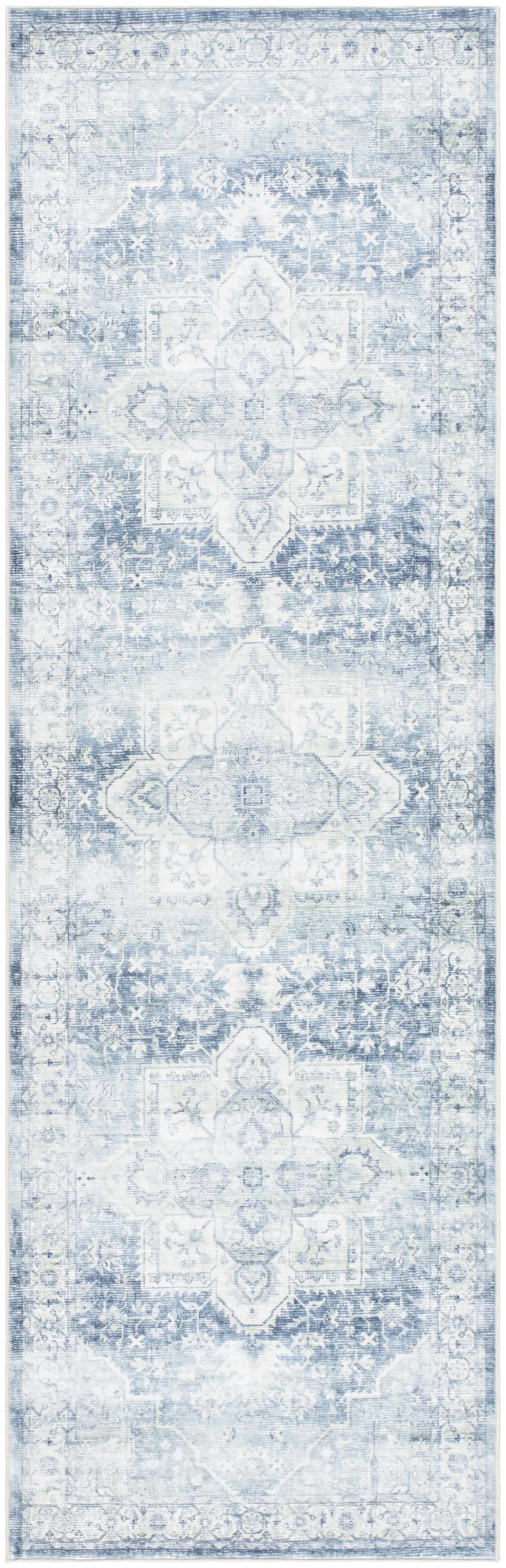 Mauro Navy Medallion Washable Area Rug - Clearance