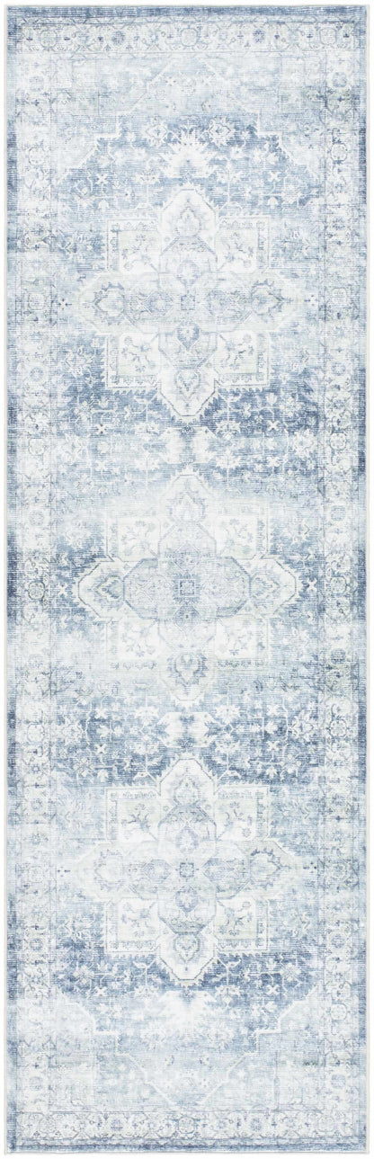 Mauro Navy Medallion Washable Area Rug - Clearance