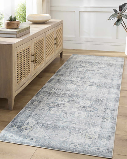 Mauro Blue Medallion Washable Area Rug - Clearance
