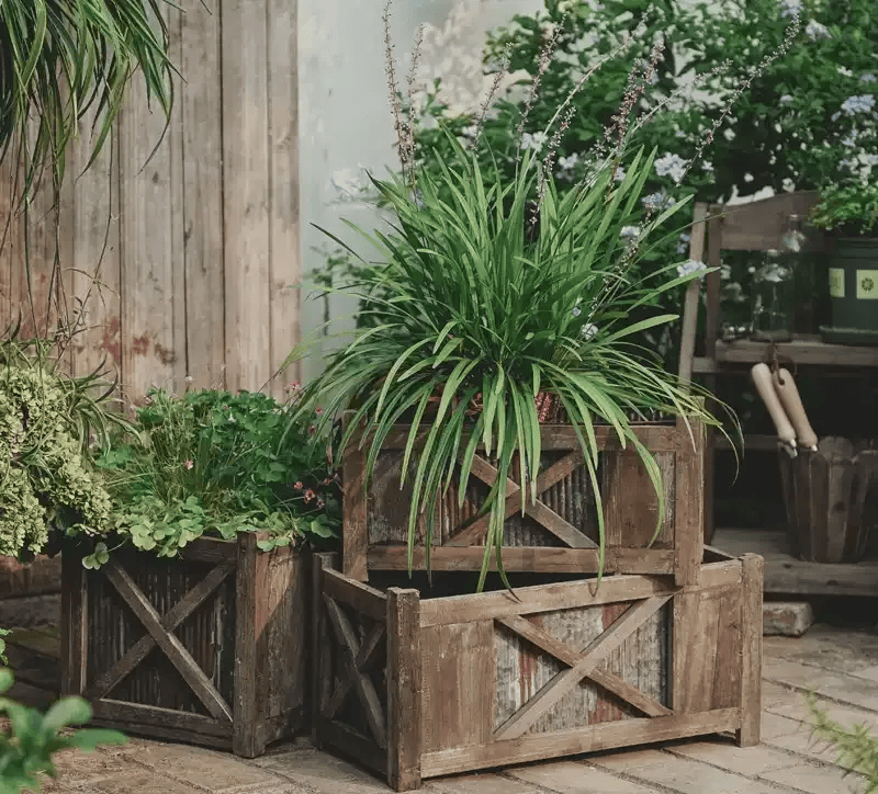 Weathered Garden Storage Planter