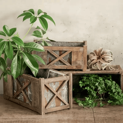 Weathered Garden Storage Planter