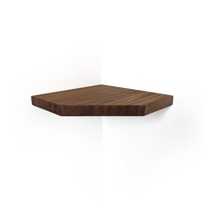 Floating Corner Shelf with Straight Edge in Mahogany