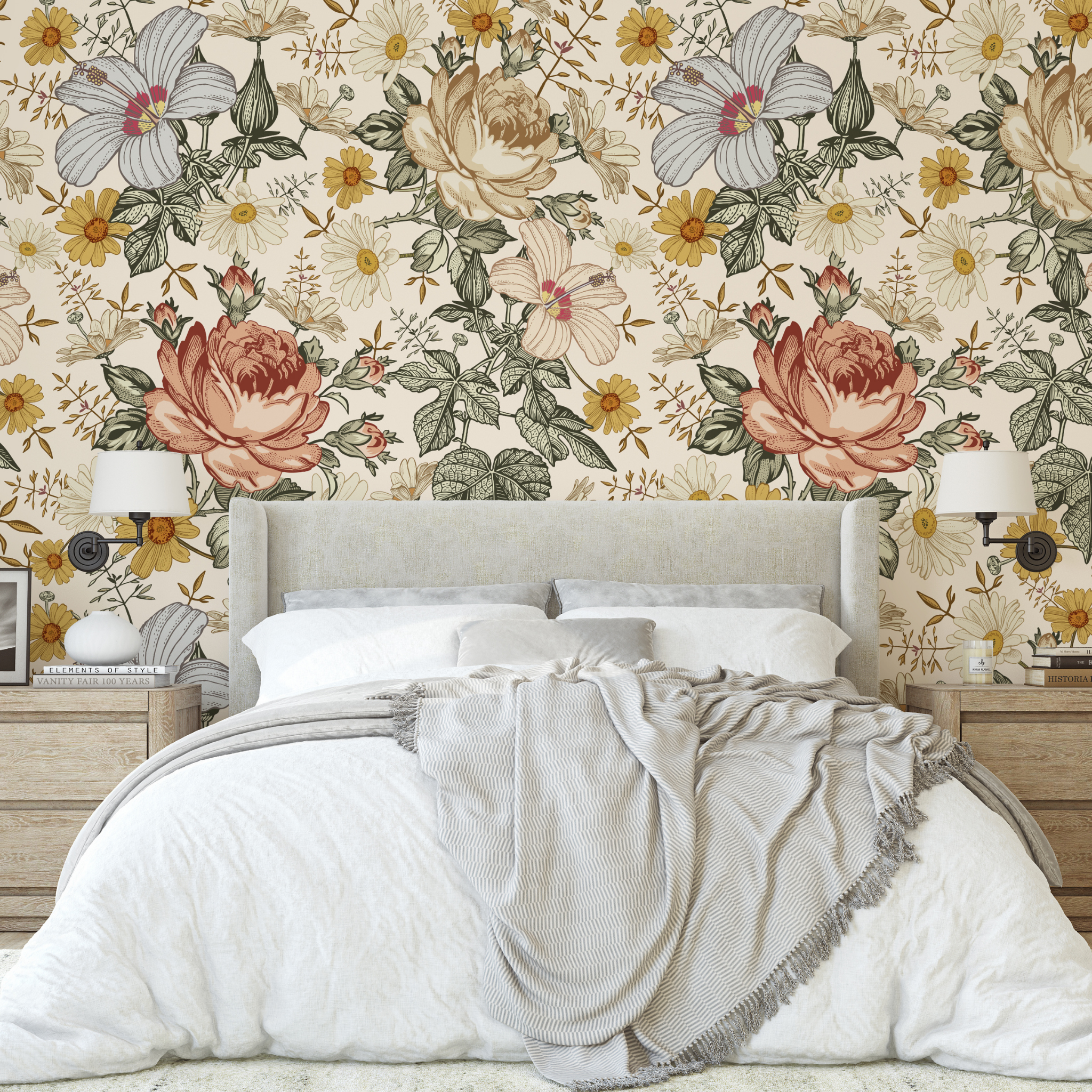 Mia (Cream) Wallpaper - 6 FT H X 15.8 FT W LUXE P&amp;S