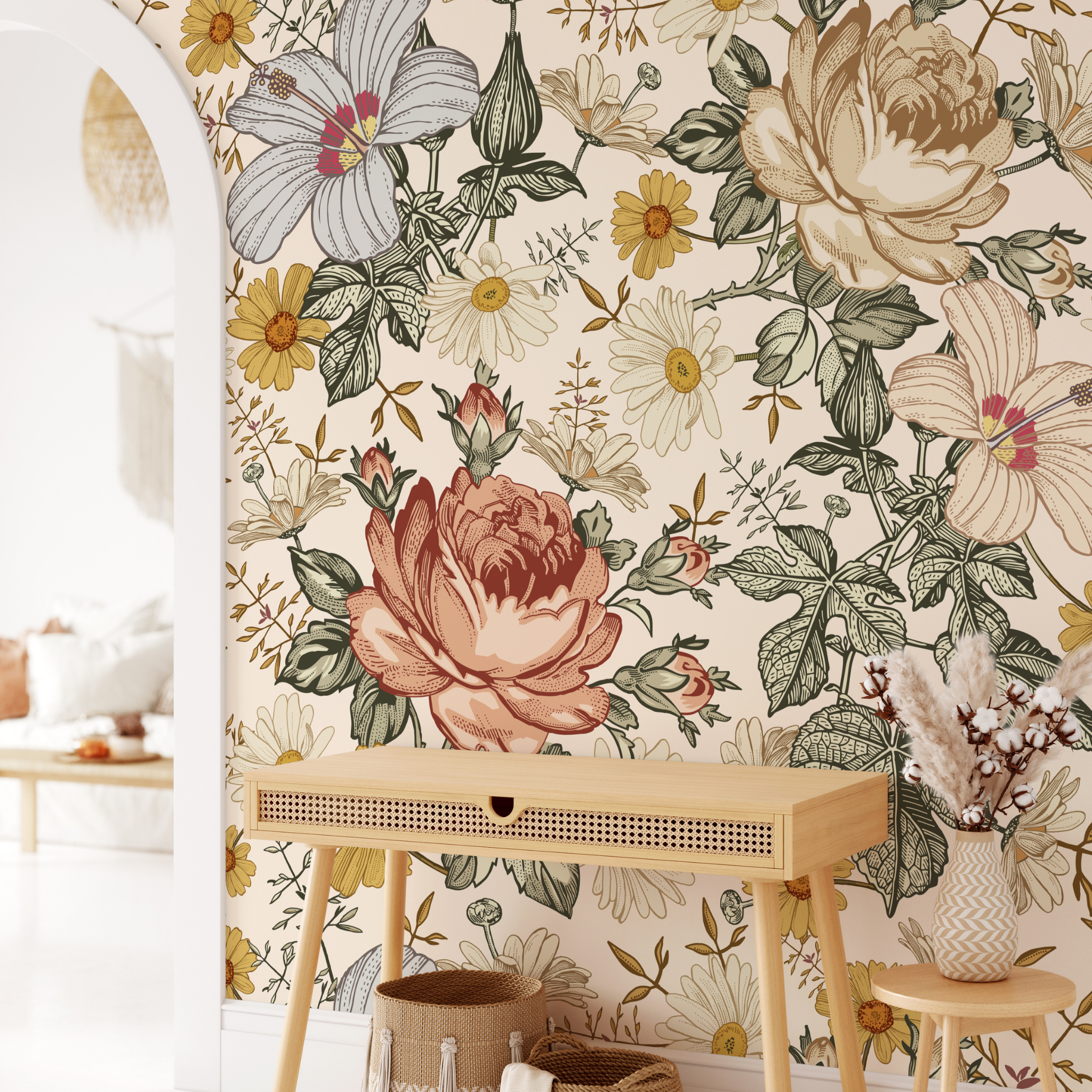 Mia (Cream) Wallpaper - 6 FT H X 15.8 FT W LUXE P&amp;S