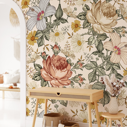 Mia (Cream) Wallpaper - 6 FT H X 15.8 FT W LUXE P&amp;S