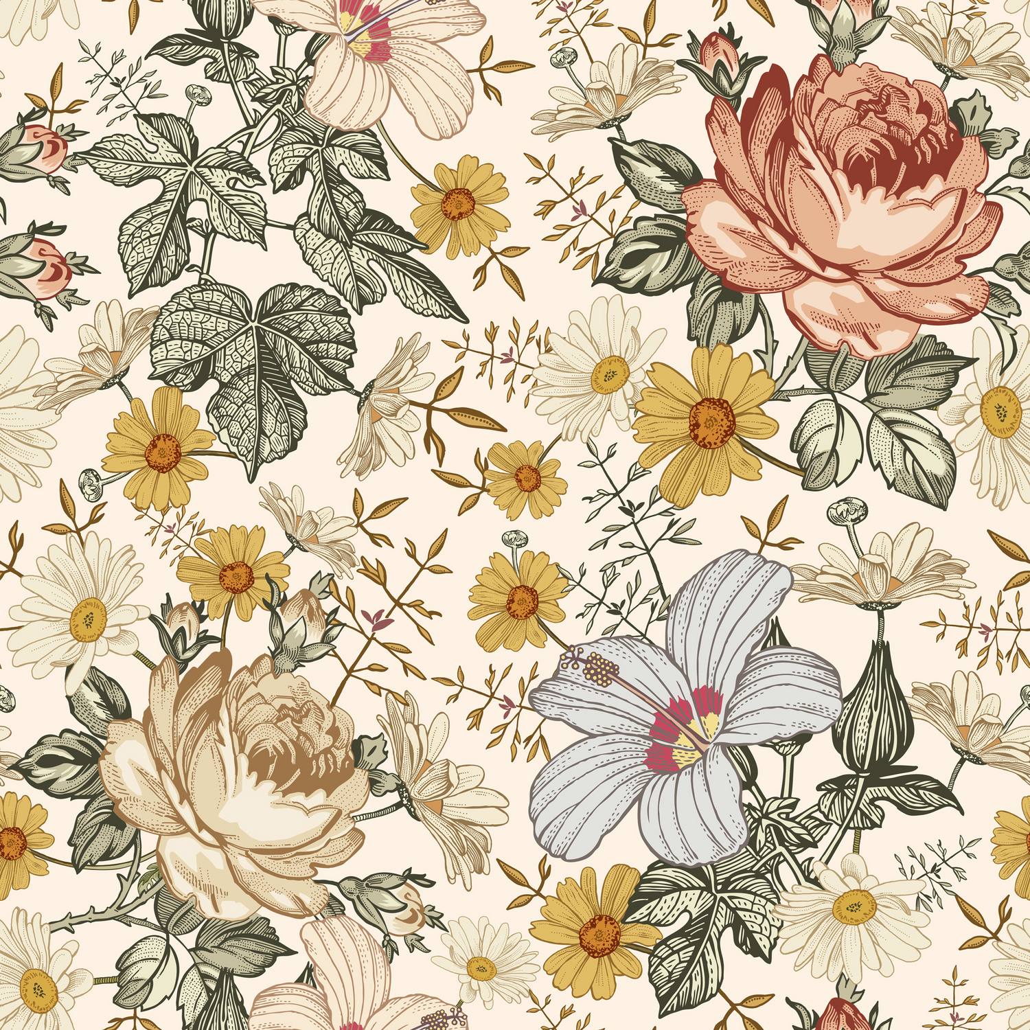 Mia (Cream) Wallpaper - 6 FT H X 15.8 FT W LUXE P&amp;S