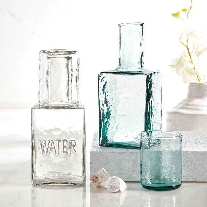 Hammered Glass Bottle &amp; Glass Decanter