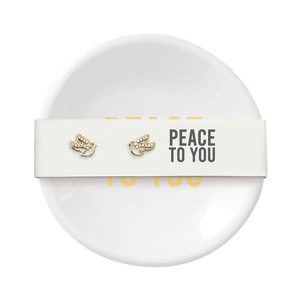 Ceramic Ring Dish & Earrings - Peace to You