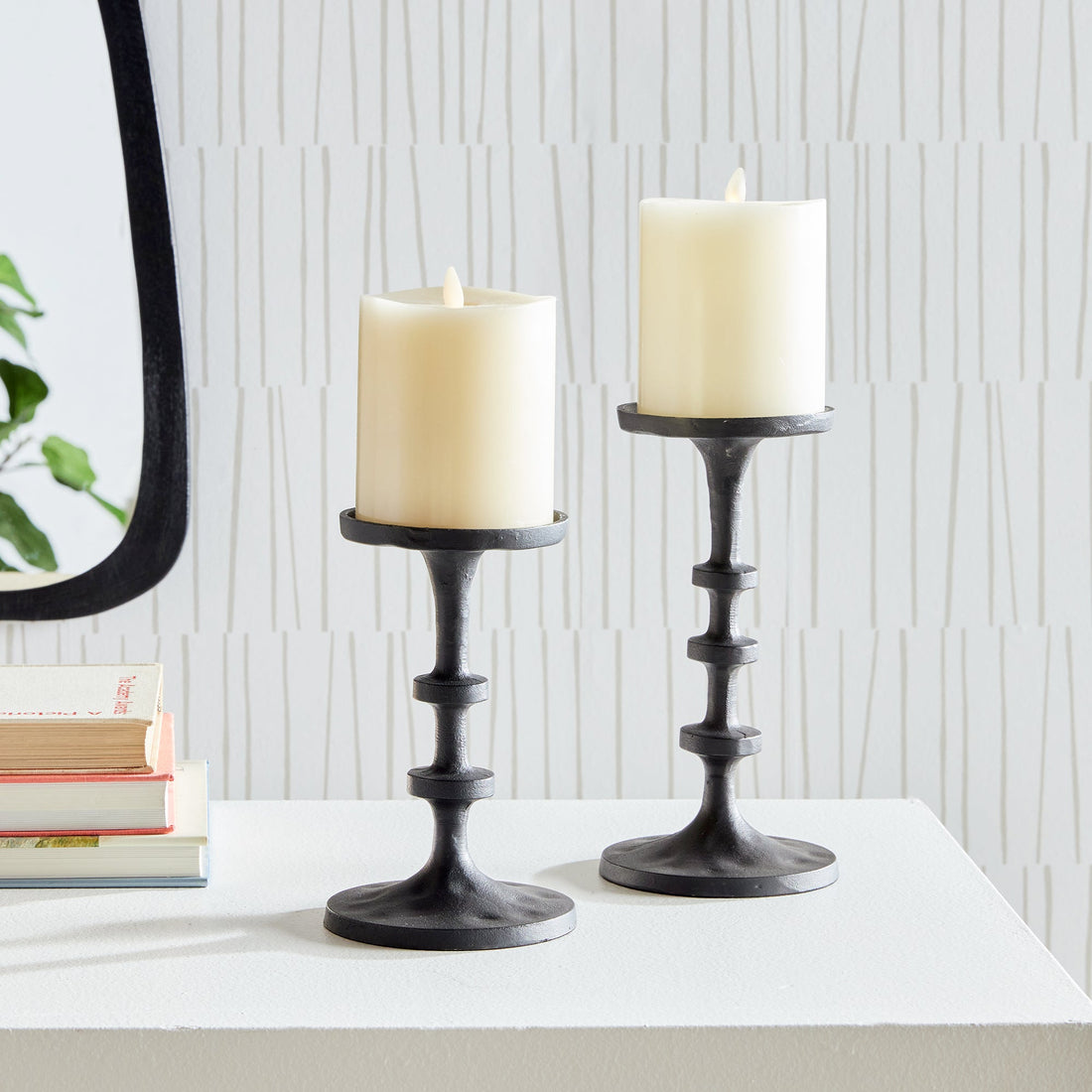 ABACUS PETITE CANDLE STANDS, SET OF 2 (Black bronze)