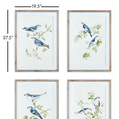 BLUE BIRDS PRINTS, SET OF 4