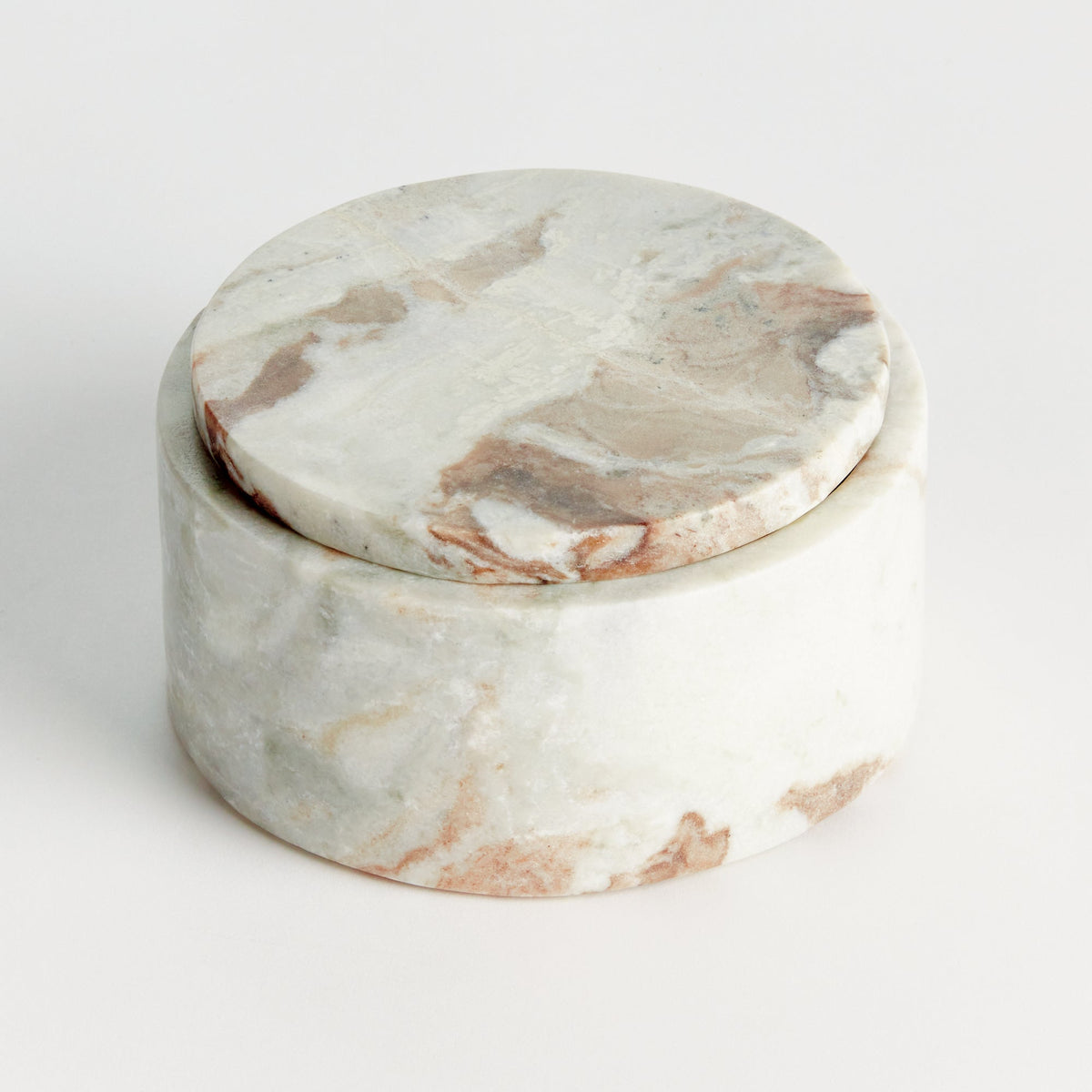 Jaqueline Marble Round Lidded Box Wide