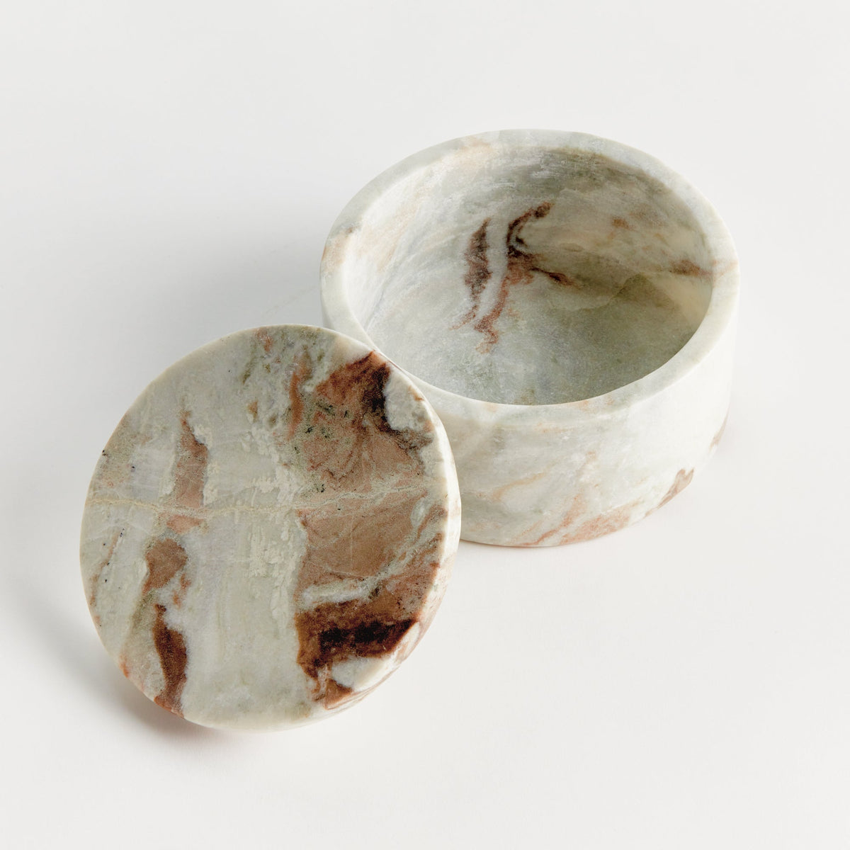 Jaqueline Marble Round Lidded Box Wide