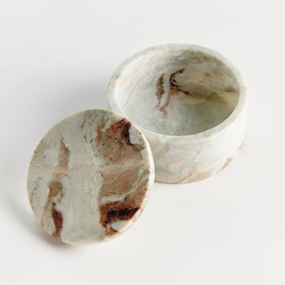 Jaqueline Marble Round Lidded Box Wide