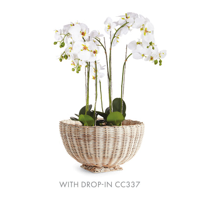 Charleston Rattan Footed Bowl Small - Whitewash