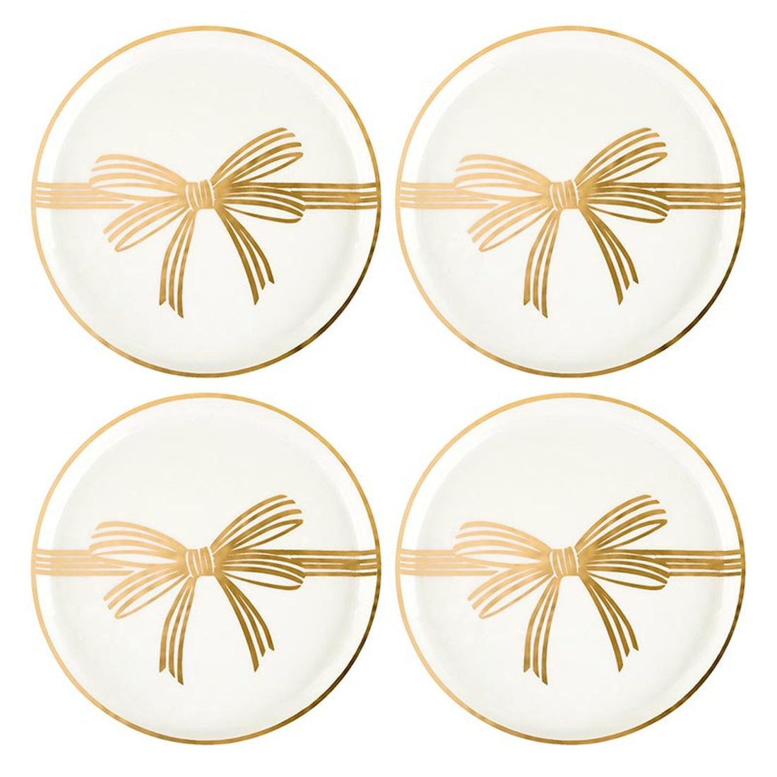 Gold Bow Appetizer Plates - Set of 4