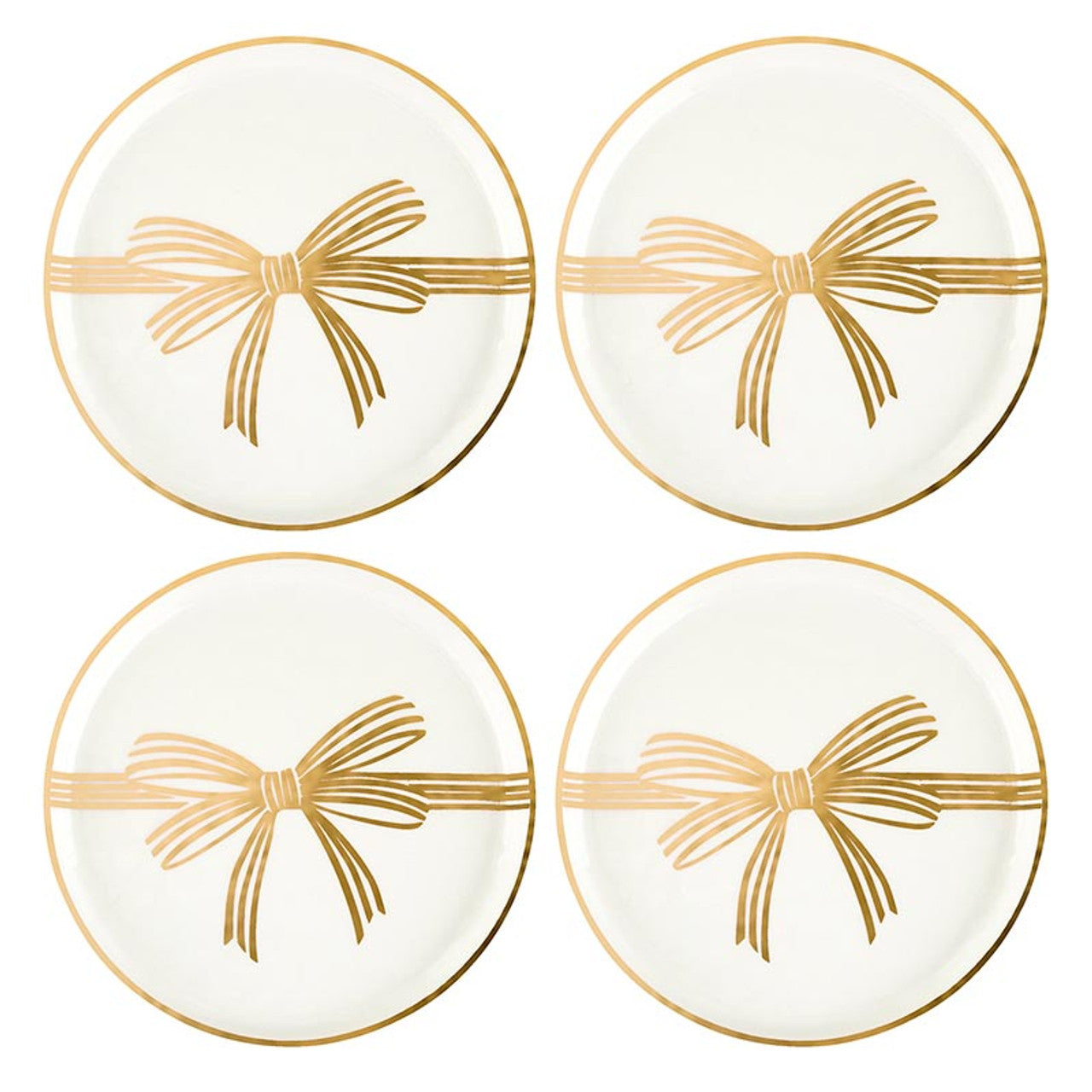 Gold Bow Appetizer Plates - Set of 4