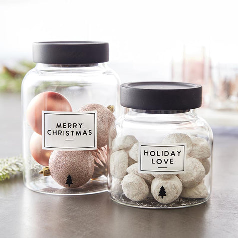 Holiday Glass Pantry Canister - Merry Christmas - 66oz