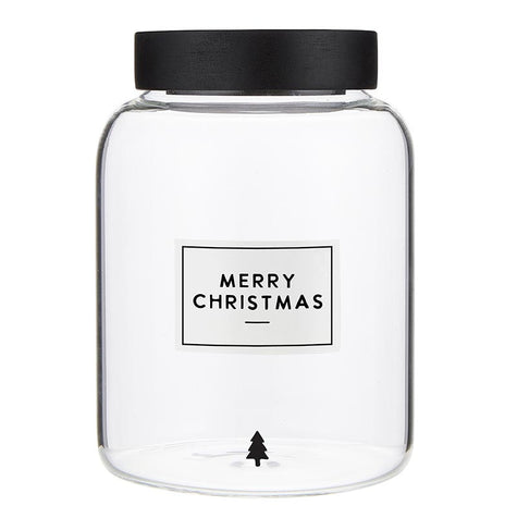 Holiday Glass Pantry Canister - Merry Christmas - 66oz