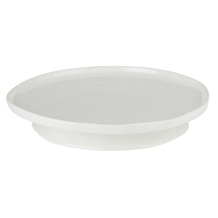 Ceramic Pedestal Tray - Warm White