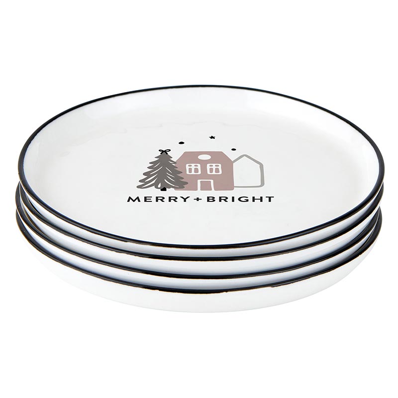 Holiday Appetizer Plates - Merry + Bright - Set of 4