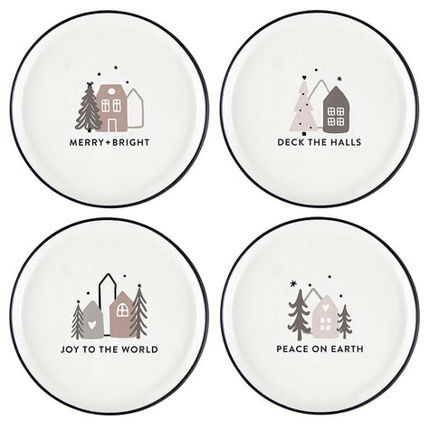 Holiday Appetizer Plates - Merry + Bright - Set of 4