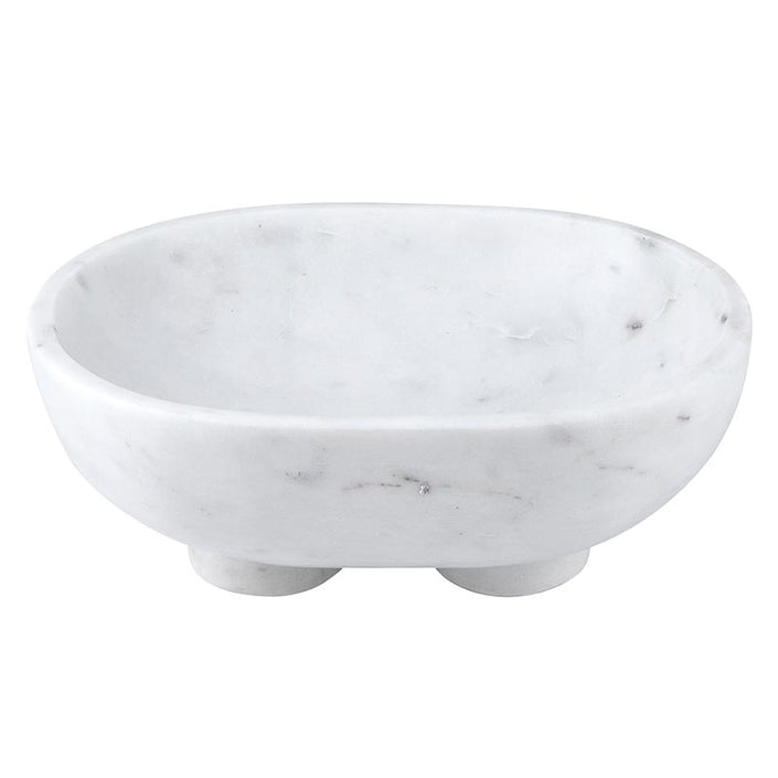 White Marble Footed Bowl - Medium