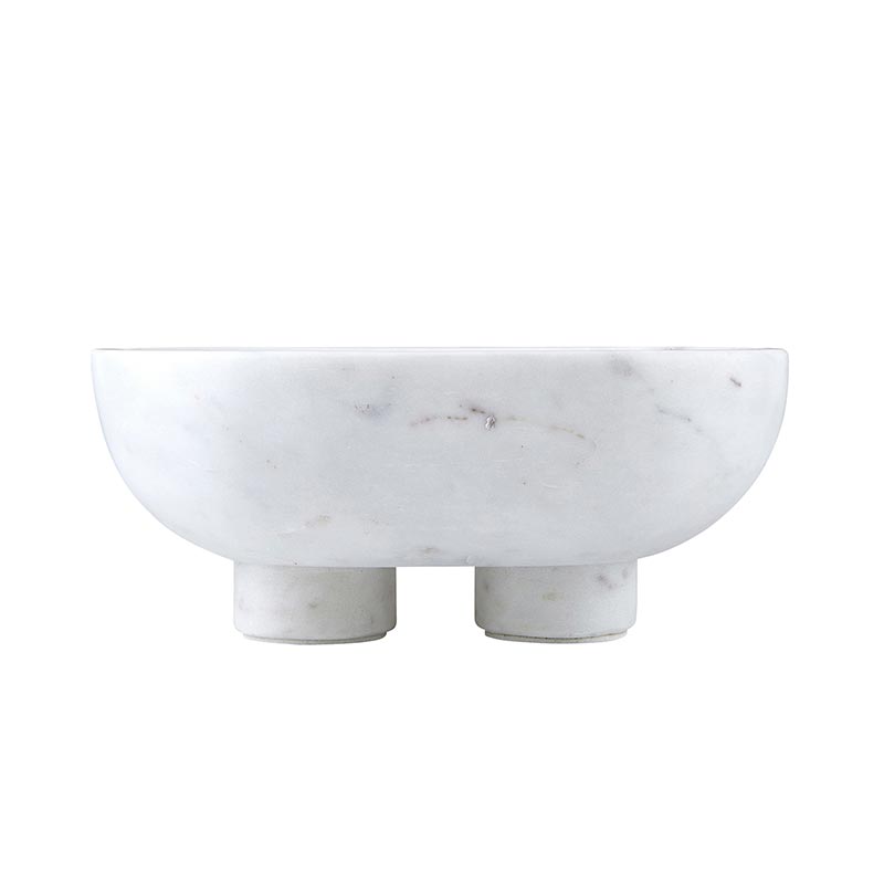 White Marble Footed Bowl - Large