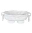 Resin Footed Oblong Bowl with Rings - White