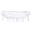 Resin Footed Oblong Bowl with Rings - White