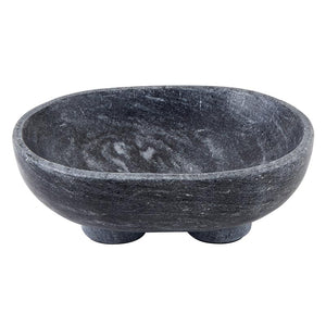 Charcoal Marble Footed Bowl - Medium