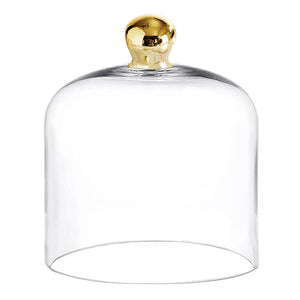 Glass Cloche with Gold Knob - Medium