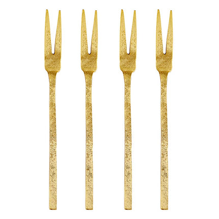 Hammered Gold Appetizer Forks - Set of 4