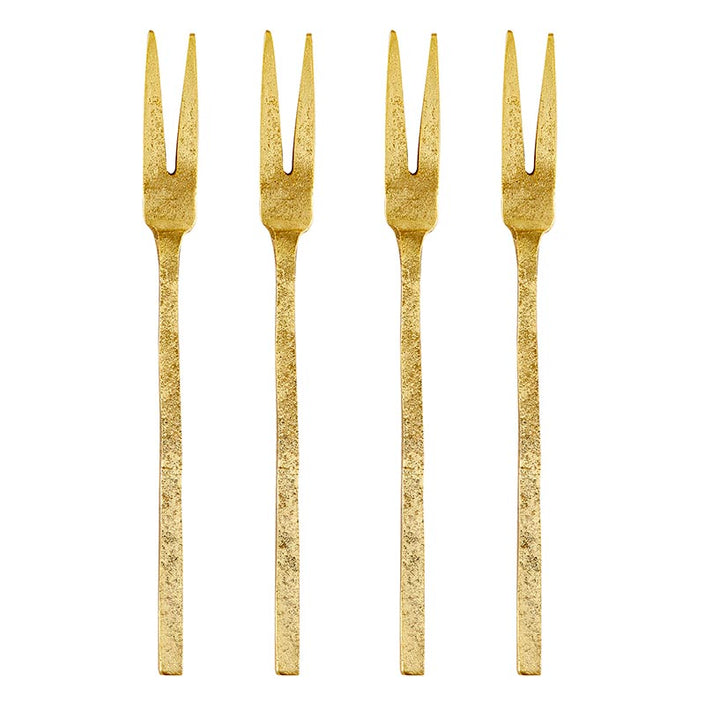 Hammered Gold Appetizer Forks - Set of 4