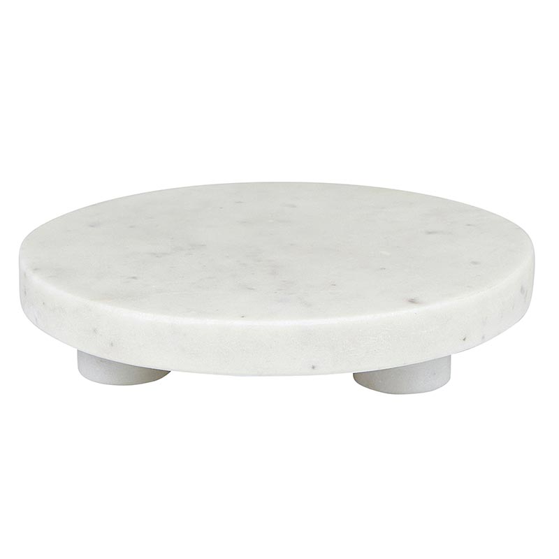White Marble Footed Tray - 6&quot; Dia