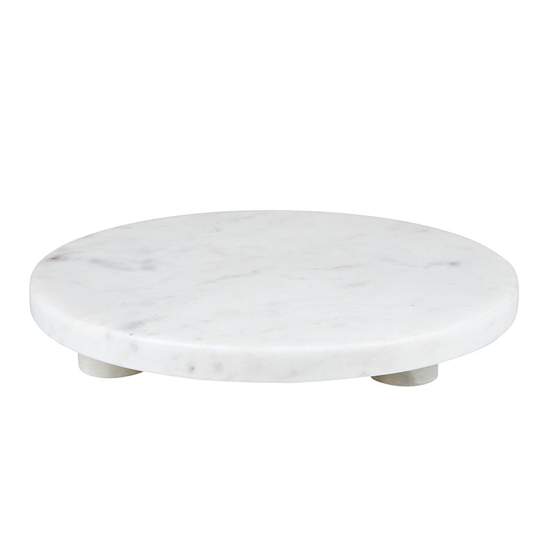White Marble Footed Tray - 10&quot;