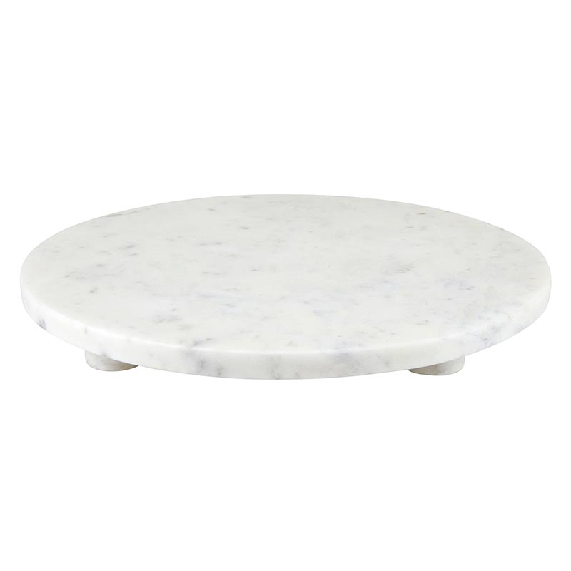 White Marble Footed Tray - 12&quot; Dia
