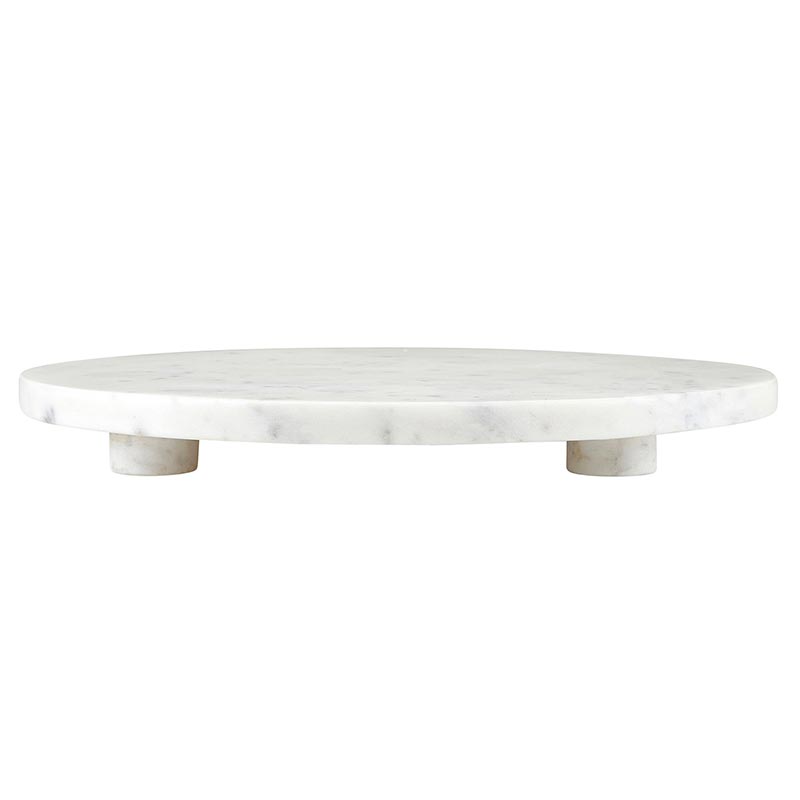 White Marble Footed Tray - 12&quot; Dia
