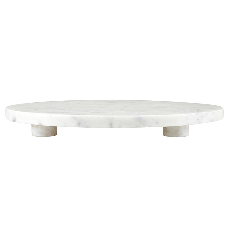 White Marble Footed Tray - 12